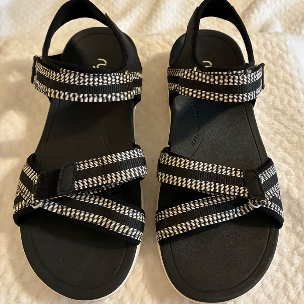 Ryka “Savannah 2” Comfort Sport Dual Adjustable Strap Sandals Black Active 6.5